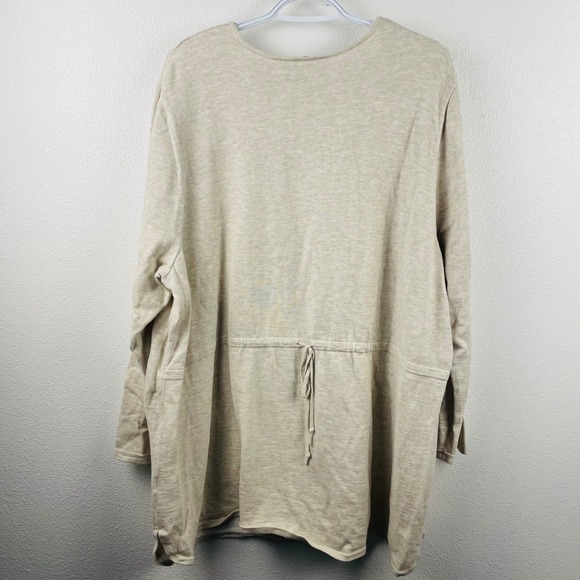 Pure Jill 3X Cotton LS V-Neck Tunic Top Shirt Pockets Cinch Sweater Neutral 3X - Picture 6 of 10